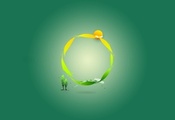 круг, минимализм, Зеленый