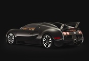 veyron, черный, Bugatti, спойлер