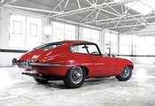 e-type, гараж, красный, Jaguar, ретро