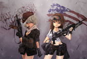 Две, сигара, девушки, американский флаг, акс74у