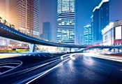ночь, Big city night, мегаполис, traffic, знаки, круг, движение ночь, Big city night, мегаполис, traffic, знаки, круг, движение