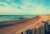 песок, берег, море, Океан, пляж, побережье, забор, волны