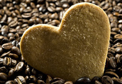 сердце, печенье, еда, зёрна, форма, Кофе