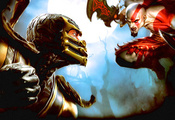 , Mortal kombat, scorpion, kratos, fighting
