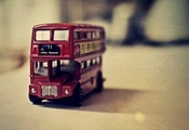 макро, фото, автобус, красный, английский, игрушка, Стол