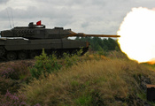 танк, огонь, Leopard 2a6, выстрел
