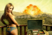 взрыв, tenpenny babe, девушка, Fallout 3