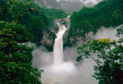 река, лес, Эквадор, горы, водопад