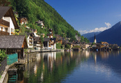 salzkammergut, река, город, Hallstatt, халлстат, австрия, austria salzkammergut, река, город, Hallstatt, халлстат, австрия, austria