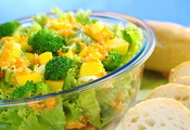 брокколи, зелень, полезное, , салат, хлеб, овощи, Еда