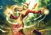 посох, эльфийка, магия, эльф, девушка, город, World of warcraft посох, эльфийка, магия, эльф, девушка, город, World of warcraft