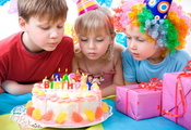 ребенок, подарок, день рождения, дети, торт, Праздники