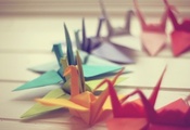 Фото, макро, оригами, фон, бумага, журавлики, обои