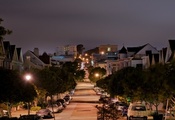 california, night, san francisco, Pierce street, калифорния, улица, street
