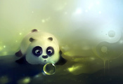 Панда, лежит, пузырь, медведь, инь-янь, шарик, мишка