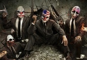 деньги, доллары, маски, грабители, клоуны, Payday the heist