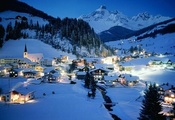 Австрия, зима, курорт, ночь, austria