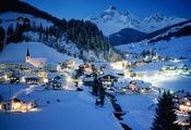 Австрия, зима, курорт, ночь, austria Австрия, зима, курорт, ночь, austria