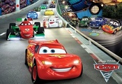 Cars 2, спорткары, трек, тачки 2, pixar, молния