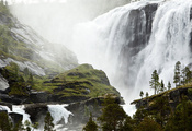 norway, Waterfall, водопад, small sami fishing village