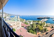 город, балкон, Монако, океан
