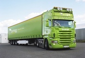 Scania, грузовик, тягач, фура, зеленый, r620