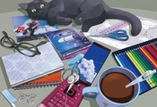 Vocaloid, телефон, мобильник, очки, стол, hatsune miku, наушники