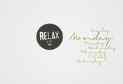 Relax, words, дни недели, слова, минимализм, minimalism, надпись