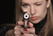девушка, Пистолет, оружие
