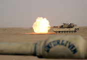 firing, Абрамс, танк, m1a1, gun, main, оружие, пустыня, abrams