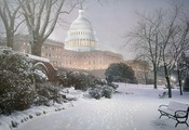 united states capitol, Evening on the hill, park, meeting place, rod chase, ...