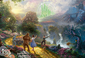 Dorothy discovers the emerald city, thomas kinkade, fantasy, painting, the  ...