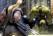 Wolverine, hulk, битва, халк, комикс, marvel comics росомаха, когти