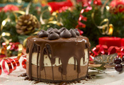 пироженое, новогодний, крем, шоколад, слои, Десерт