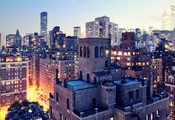 twilight, new york city, нью-йорк, nyc, Upper east side, огни, usa, сумерки