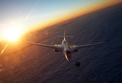 Tu-160, солнце, облока, самолет