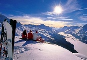 Новый год, сноуборд, праздник, горы, зима, альпы, снег