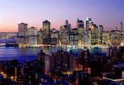 ночь, река, New york, обои, город, небоскребы, огни, нью-йорк