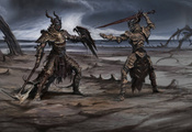 skyrim, меч, The elder scrolls v, оружие, войн, щит, поединок, concept art