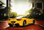 желтая, солнце, 458, феррари, italia, италия, Ferrari