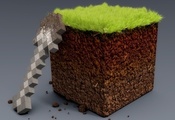 лопата, Minecraft, блок земли лопата, Minecraft, блок земли