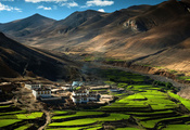 himalayas, домики, tibet, гималаи, тибет, горы, Китай, деревня
