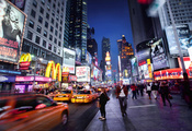 New york, нью-йорк, nyc, usa, down on broadway, times square, ночь