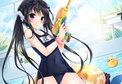 очки, Sumiyoshi nana, девочка, пистолет, вода, бассейн очки, Sumiyoshi nana, девочка, пистолет, вода, бассейн