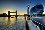 london, Tower bridge, england, city hall, sunrise, morning, англия, river,  ...