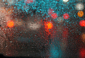 дождь, Макро, капли, блики, стекло