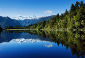 Озеро, лес, вода, небо, горы, отражение, новая зеландия
