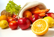 апельсины, лимоны, яблоки, овощи, Еда, морковь, фрукты