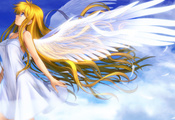 профиль, арт, крылья, ангел, Air, mutsuki, kamio misuzu, девушка