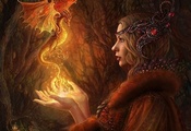 огонь, дракон, магия, лес, alena klementeva, девушка, Арт огонь, дракон, магия, лес, alena klementeva, девушка, Арт